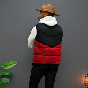 Southern Gents Puffer Vest - Black + Red