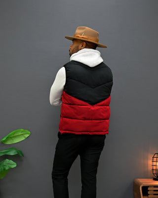 Southern Gents Puffer Vest - Black + Red