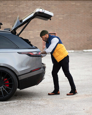 Southern Gents Puffer Vest - Navy + Mustard