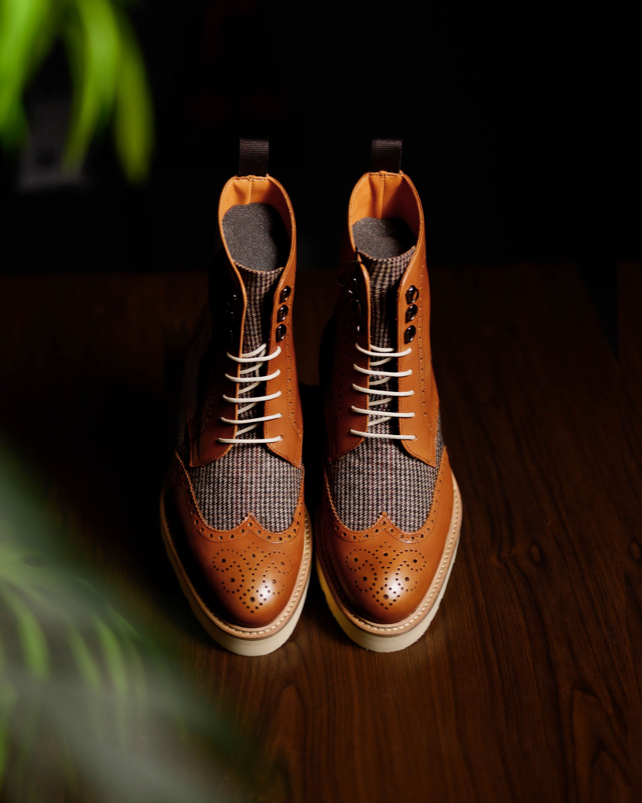 Wingtip Boots | Cognac Tweed | Southern Gents