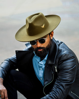 Southern Gents Wide Brim Naked Fedora Olive Green