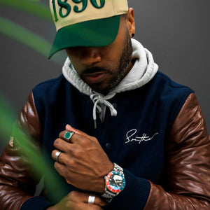 Southern Gents Signature Vintage Varsity Jacket - Navy + Brown 