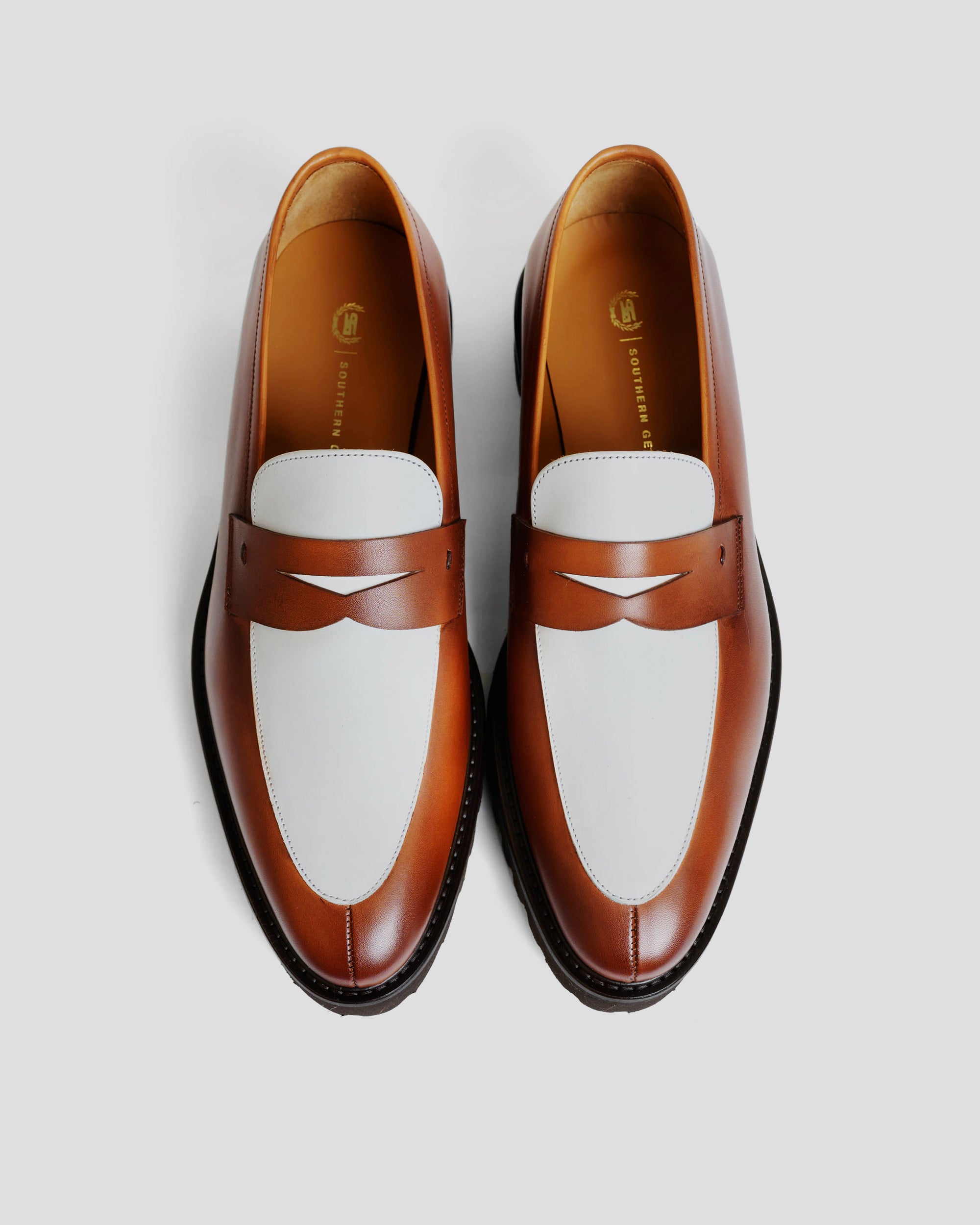 Smithson Lug Loafer 2 Tone (Brown White) | Southern Gents Smithson Lug Loafer 2 Tone (Brown White) | Southern Gents