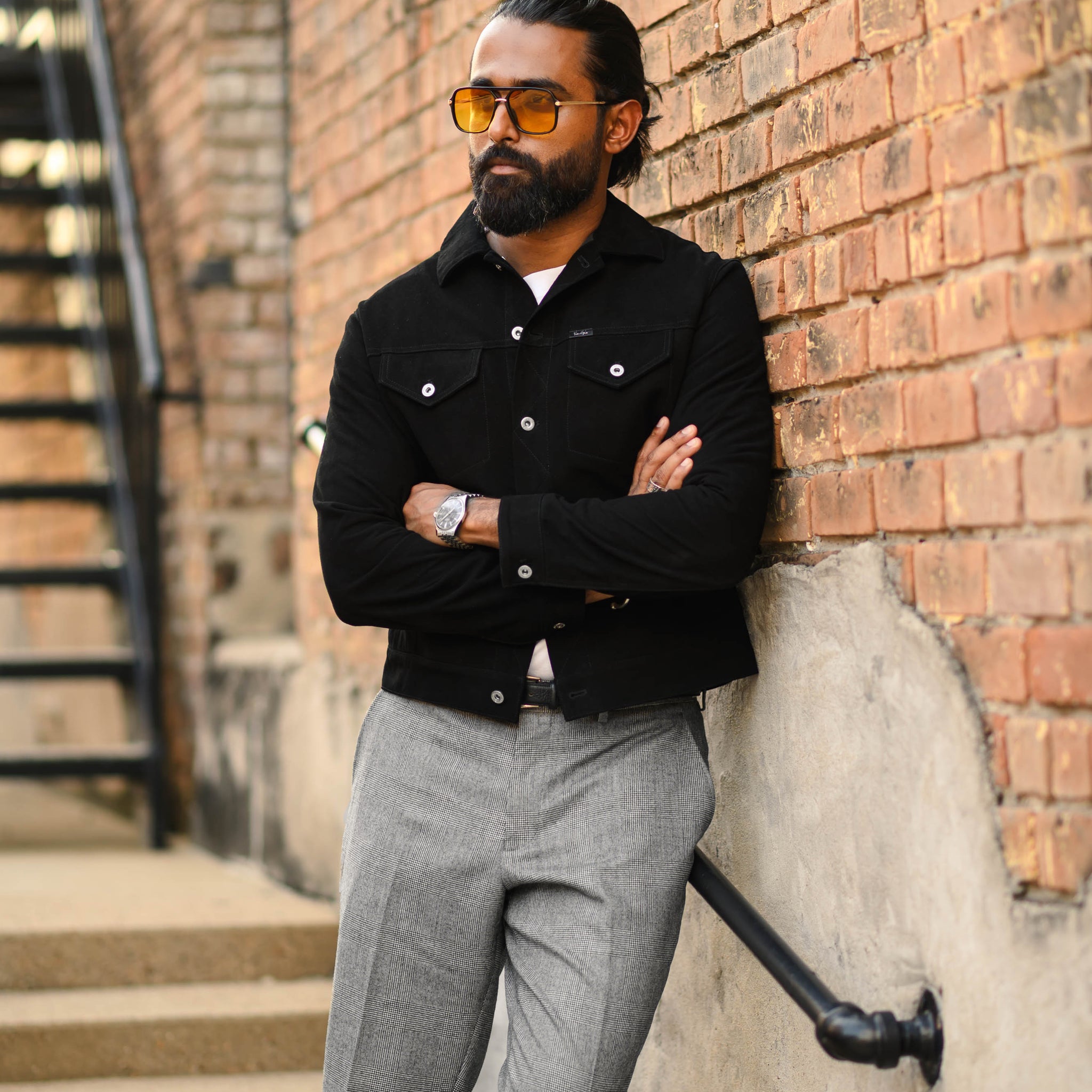 Southern Gents Suede Trucker Jacket - Black 