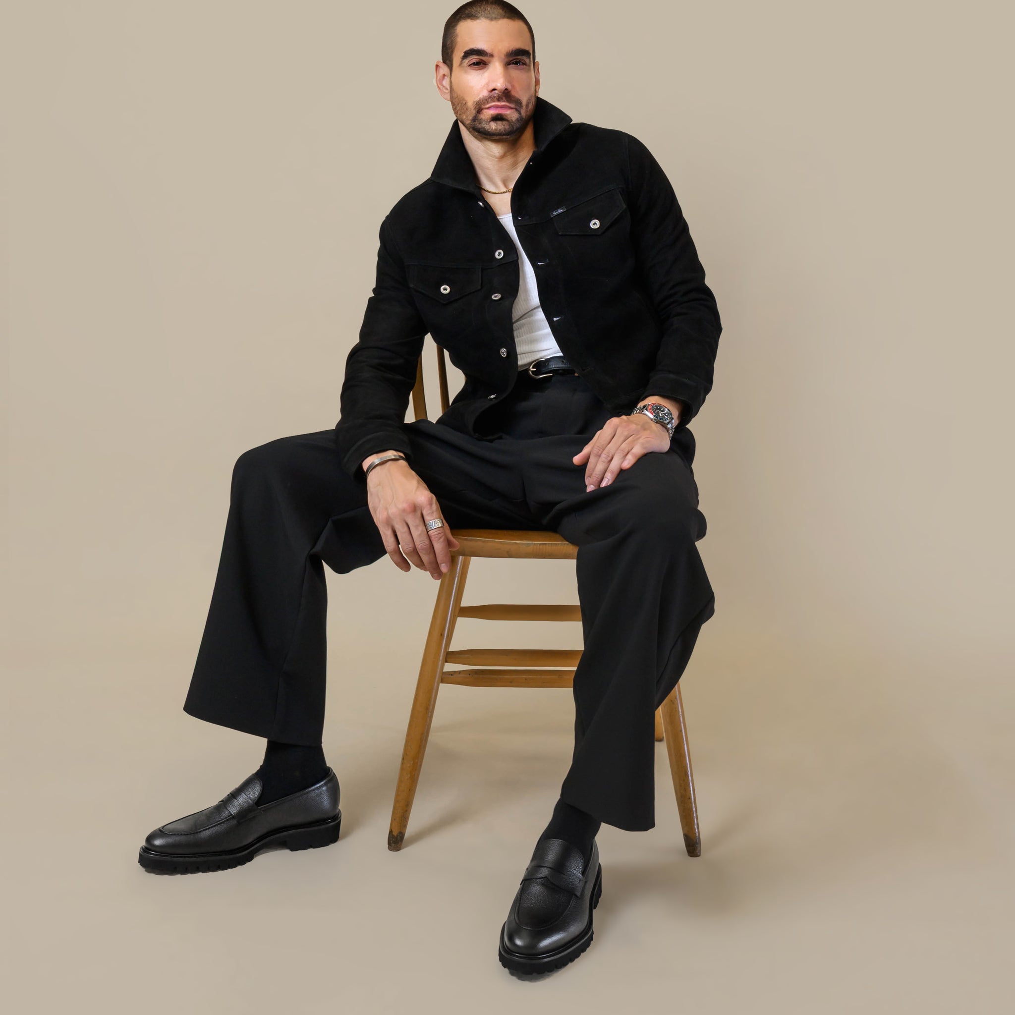 Southern Gents Genuine Suede Trucker Jacket - Black