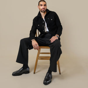 Southern Gents Genuine Suede Trucker Jacket - Black