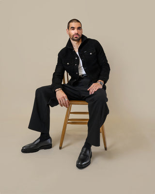 Southern Gents Genuine Suede Trucker Jacket - Black