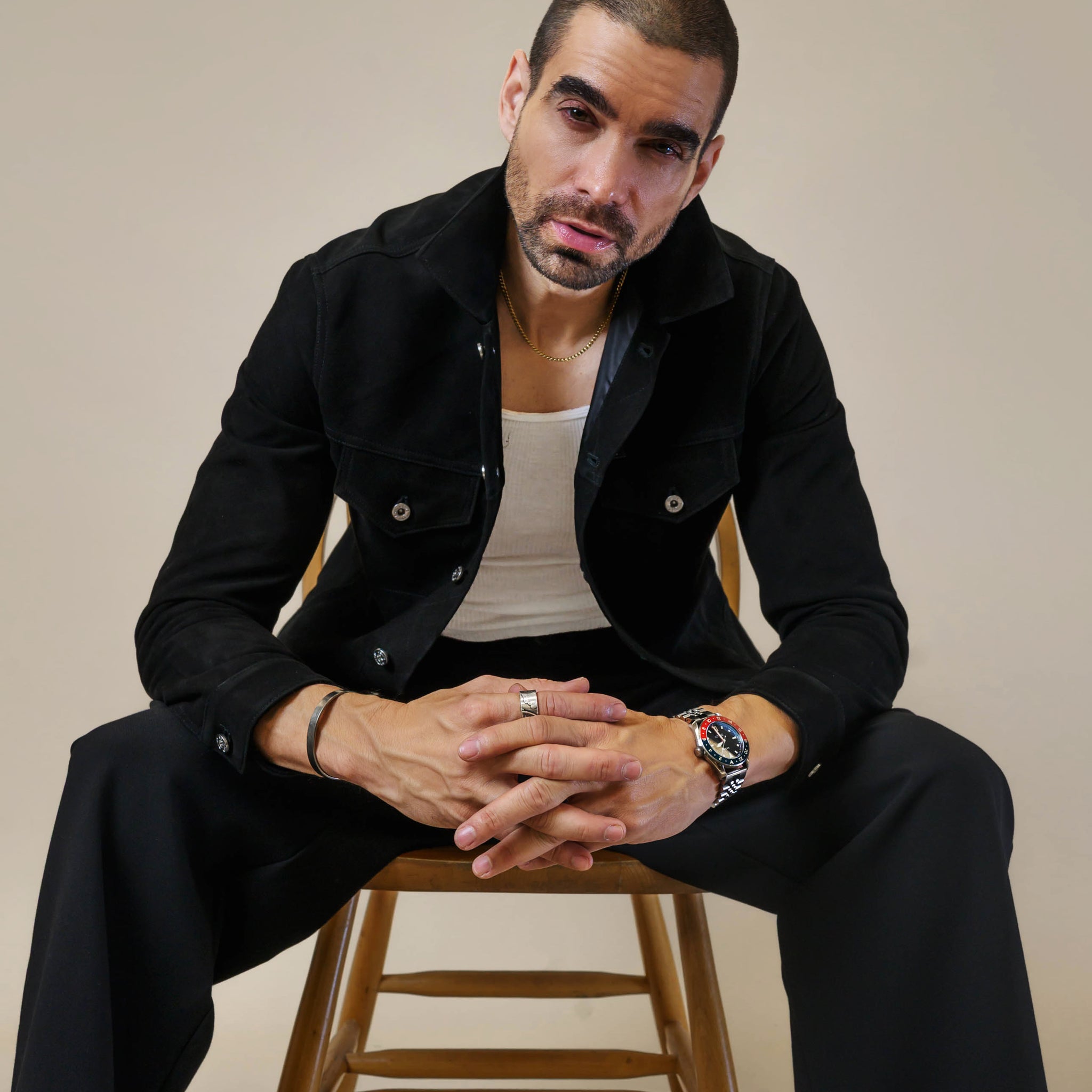 Southern Gents Genuine Suede Trucker Jacket - Black