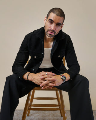 Southern Gents Genuine Suede Trucker Jacket - Black