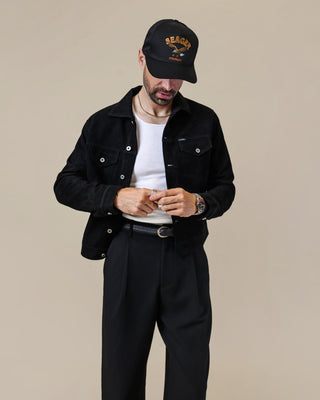 Southern Gents Genuine Suede Trucker Jacket - Black
