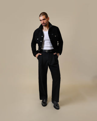 Southern Gents Genuine Suede Trucker Jacket - Black