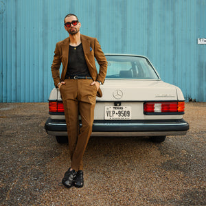 Southern Gents Singlebreasted Blazer - Tobacco with Black Fisherman Sandals