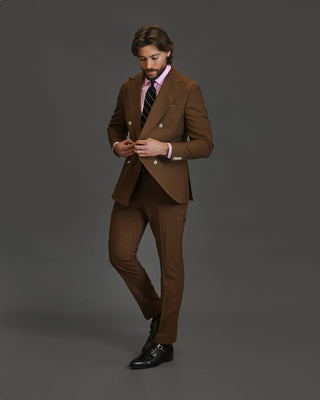 Southern Gents Double Breasted Blazer - Tobacco Brown