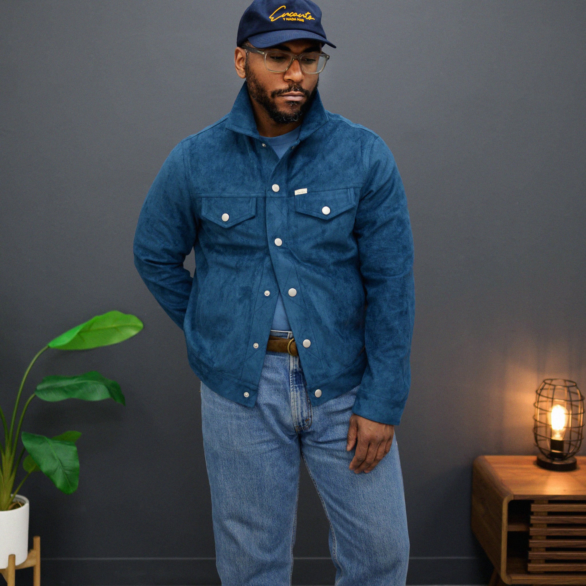 SG Vegan Suede Trucker Jacket - Dusty Blue