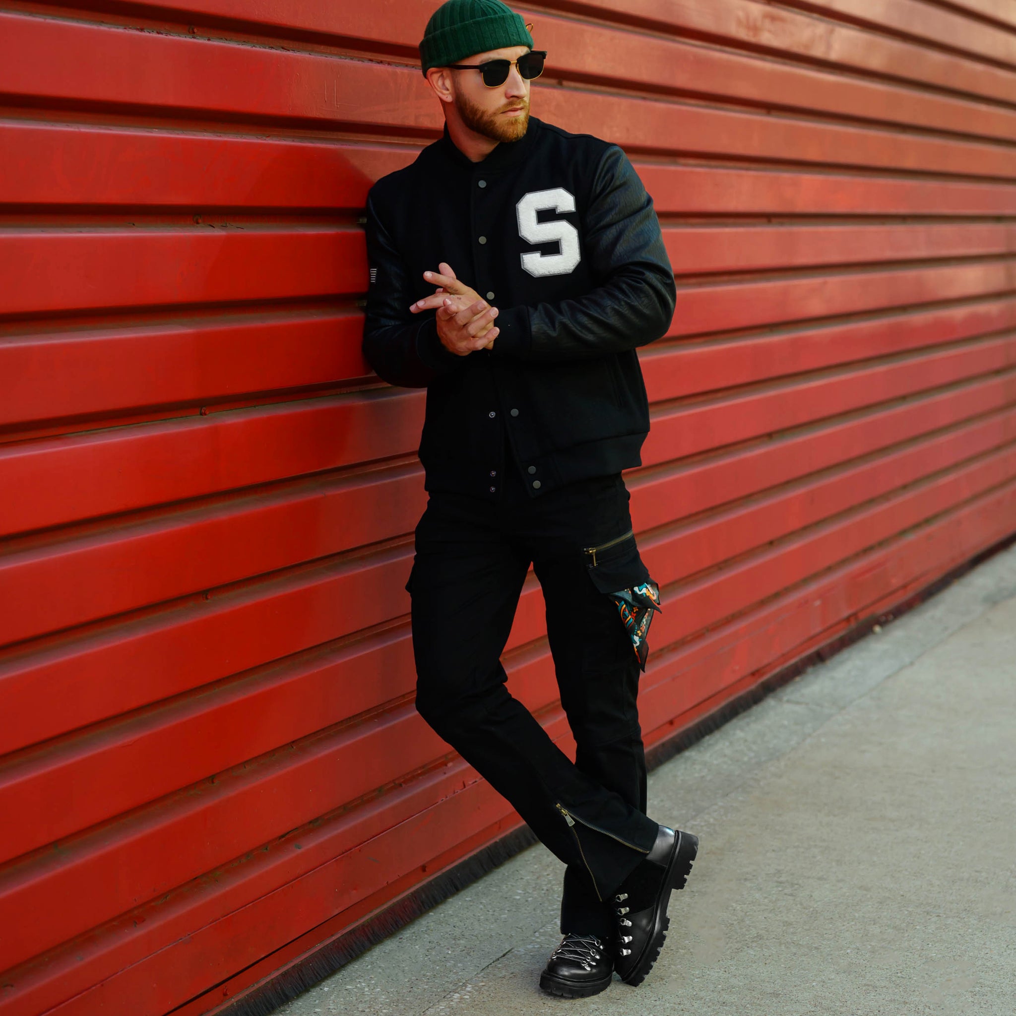Southern Gents Varsity Jacket - Black Stealth 