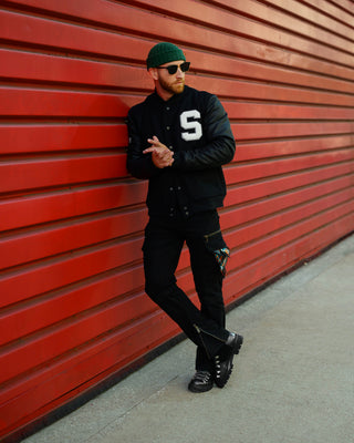 Southern Gents Varsity Jacket - Black Stealth 