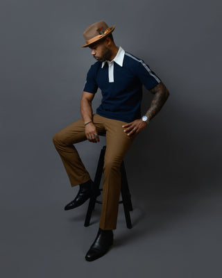 Southern Gents Vintage Cotton Polo - Navy + White