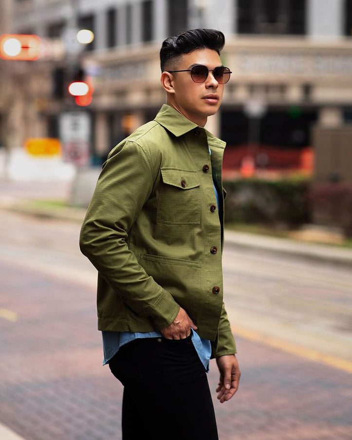 Lightweight Overshirt in Sage | Southern Gents Lightweight Overshirt in Sage | Southern Gents