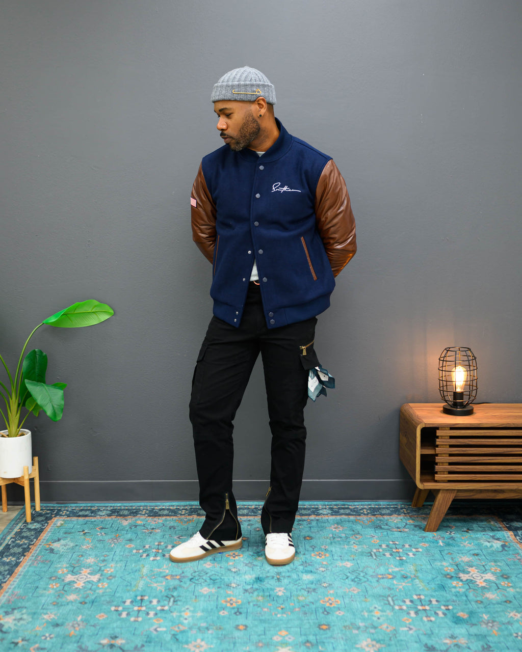 Southern Gents Varsity Jacket - Navy + Black