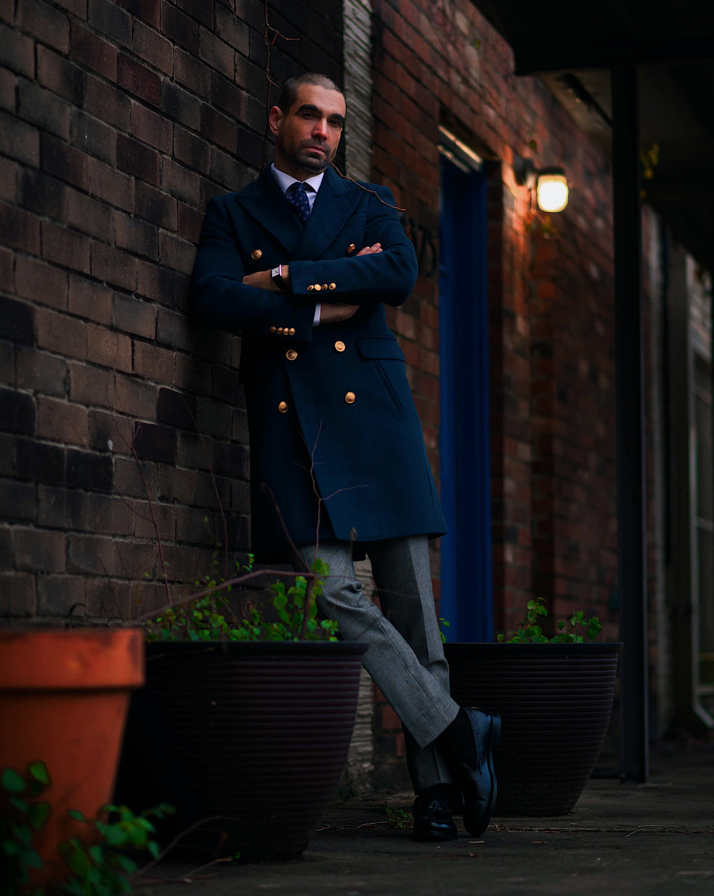 Southern Gents Doublebreasted Coat - Navy + Gold