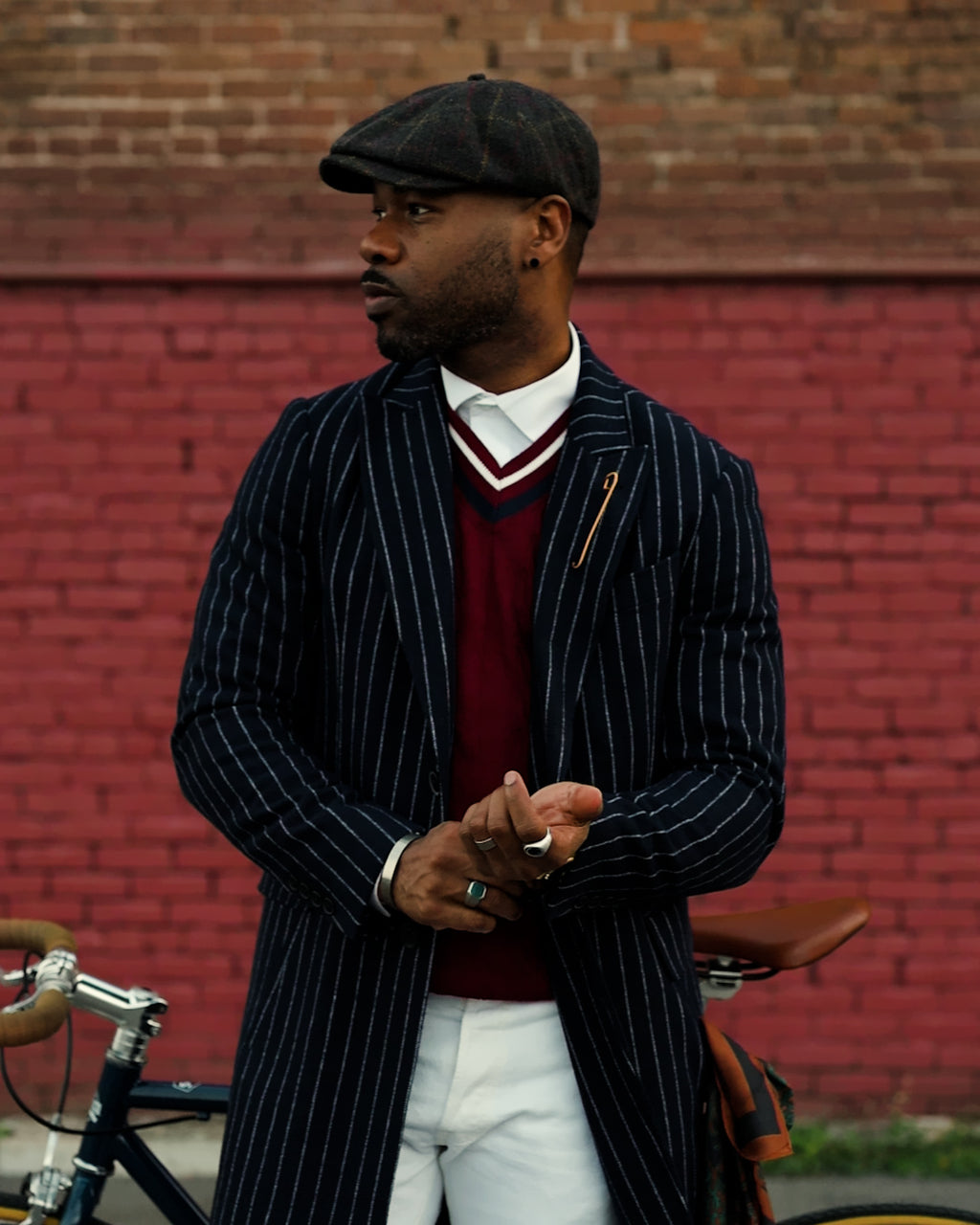 Southern Gents Navy Pinstripe Coat
