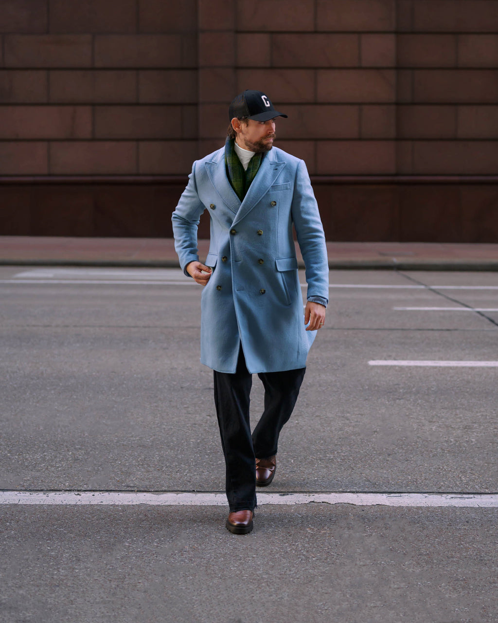 Southern Gents Double Breasted Coat - Pastel Blue