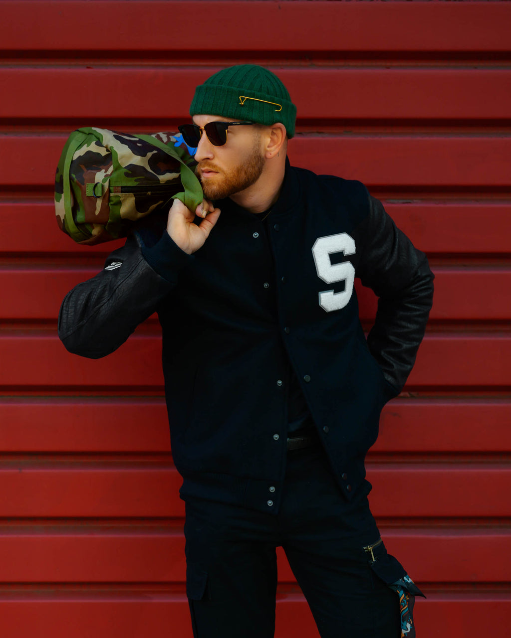 Southern Gents Varsity Jacket - Black Stealth 