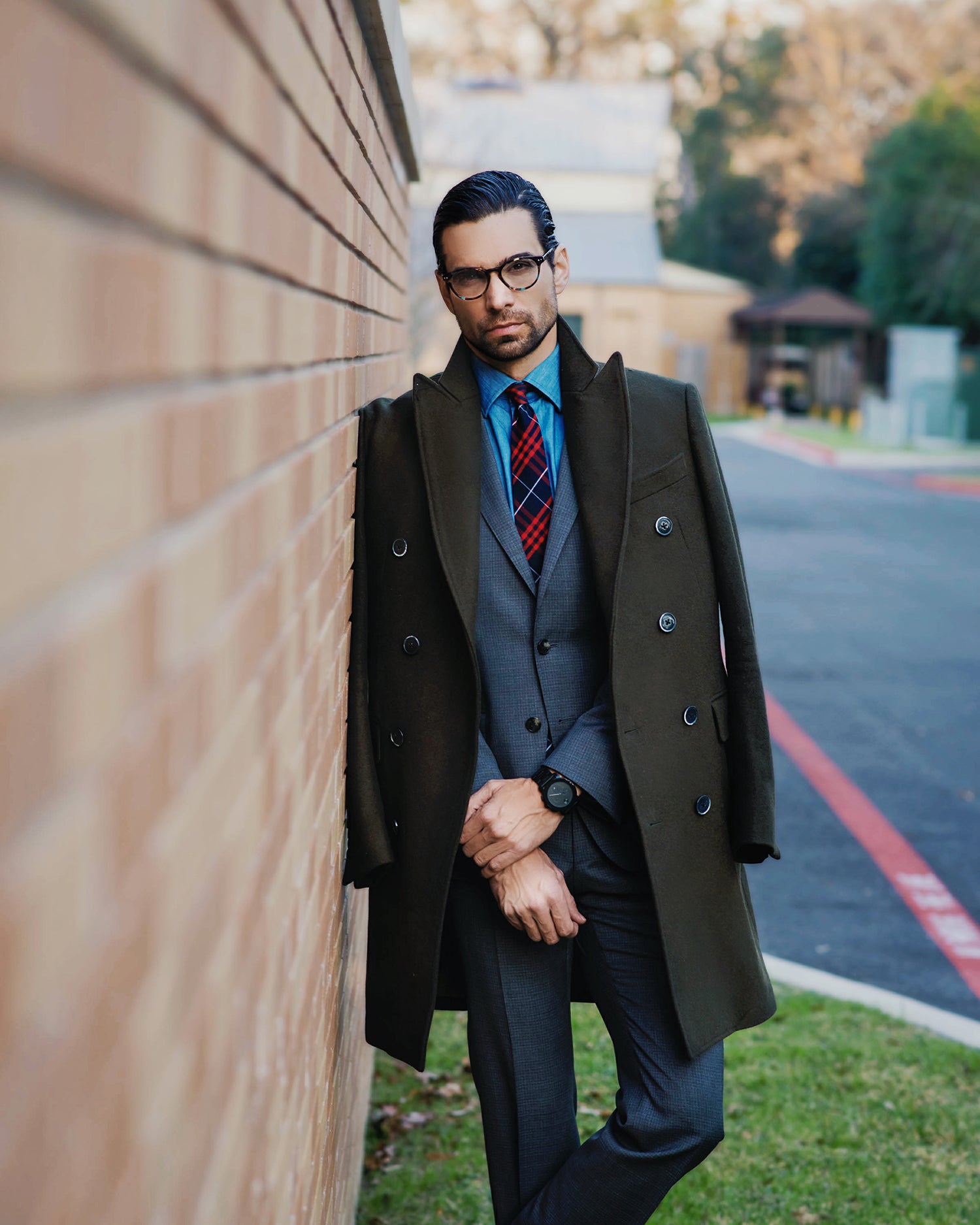 SG Men's Anniversary V Double Breasted Topcoat – Olive – Southern