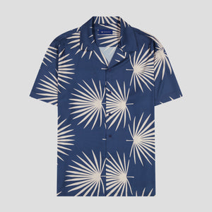 Southern Gents Camp Collar Shirt - Navy Palms