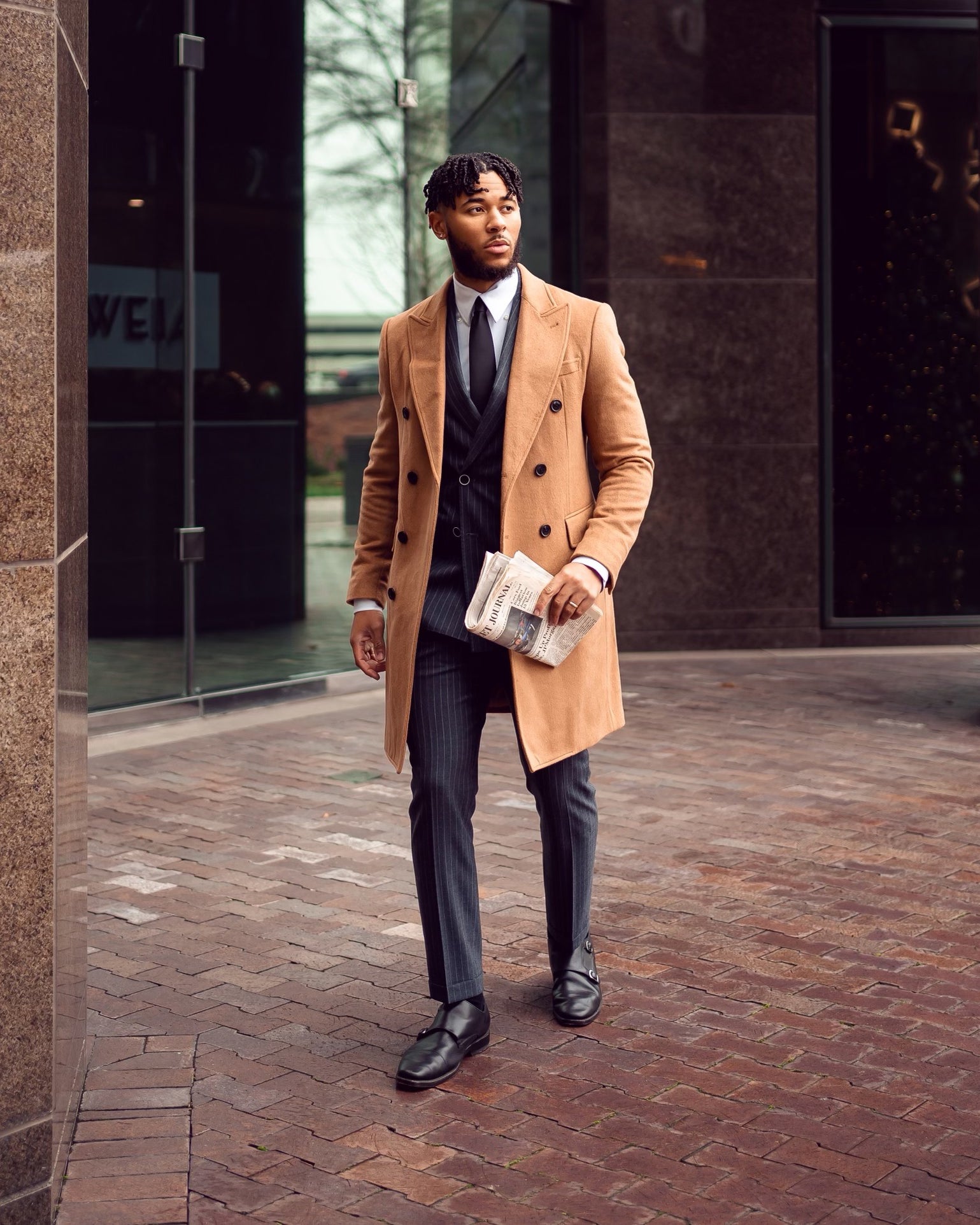 Brown Long Wide lapel Double-Breasted Coat