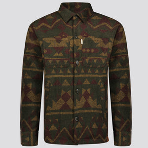 Southern Gents Aztec Overshirt - Military + Mustard