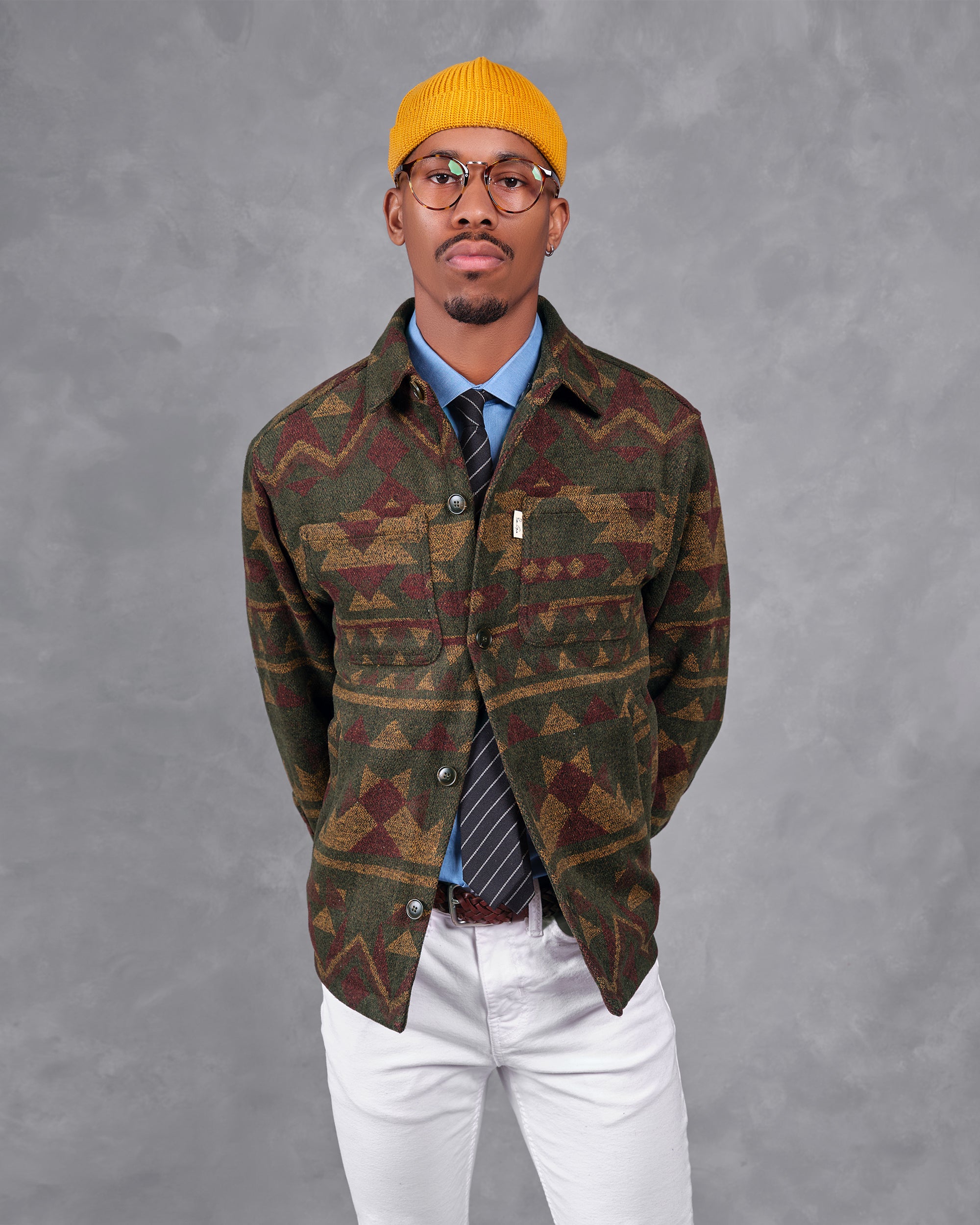 SG Quilted Aztec Overshirt - Military Green + Mustard – Southern Gents