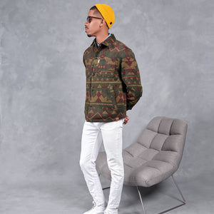 Southern Gents Aztec Overshirt - Military + Mustard