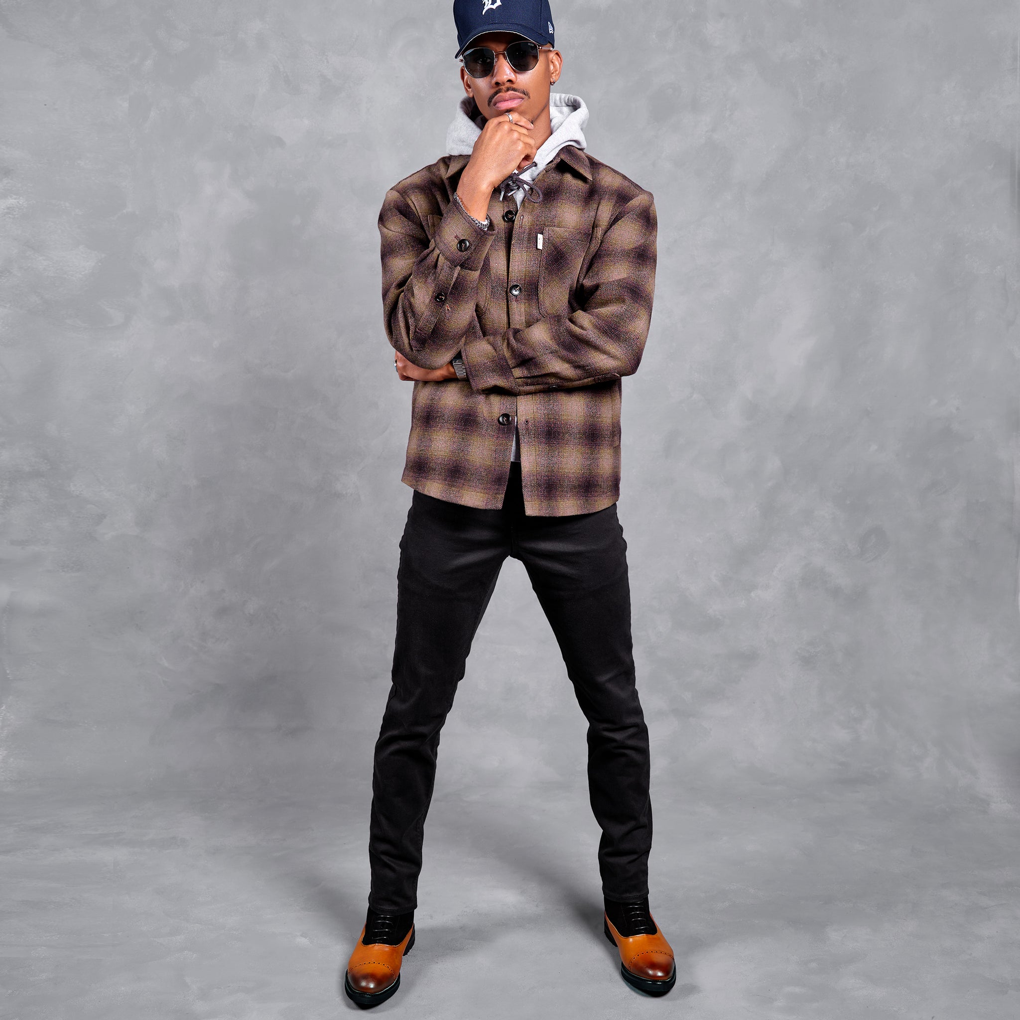 Southern Gents Quilted Overshirt - Bronze Plaid