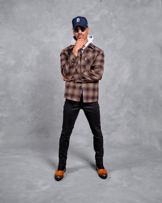 Southern Gents Quilted Overshirt - Bronze Plaid