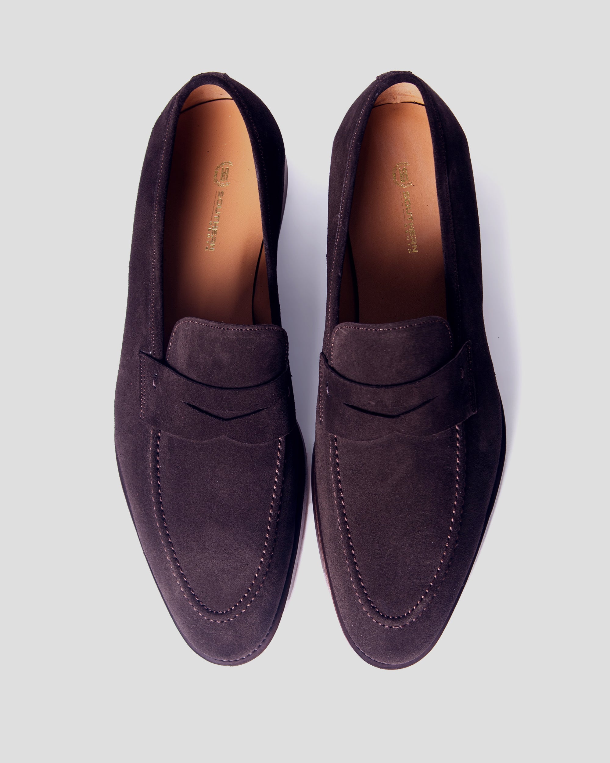 Smithson Penny Loafer in Dark Brown Suede | Southern Gents